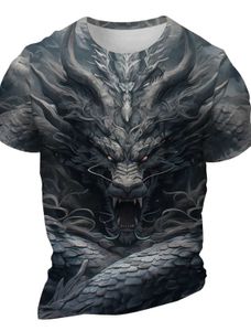 Erkekler Tişörtler Erkek Tişört Tiger Grafikleri 3D Baskı Ejderha Moda Kısa Kollu O boyun tişört T-Shirt Mens Giyim Büyük boy T-Shirt Street Giydirme 2445