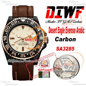 Karbon Desert Eagle Everose Arapça SA3285 Otomatik Erkekler Saat Diwf V2 Gül Altın Sarı Kadran Kahverengi Naylon Süper Edition Aynı Seri Kart Puretime Reloj hombre ptrx F2