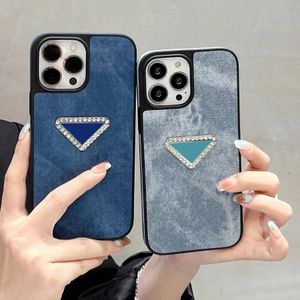 Denim Kumaş El Hisset Tasarımcı Telefon Kılıfı İPhone 15 14 13 12 11 Pro Max Sınır Çıkartması Lüks Kılıf Yumuşak Koruyucu Kapak