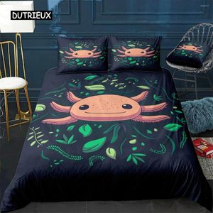 Постилочные наборы Axolotl Animal Mite Pet Cover Cover Pillowcase 3peece Comforter Set с подушкой одностороннее двойное одеяло