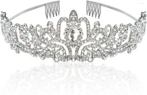 Acessórios para o cabelo CRISTAL DE CRISTAL DE PRATA Tiara Crown for Women Elegant Princess Wedding Rhinestone Girl Band da cabeça