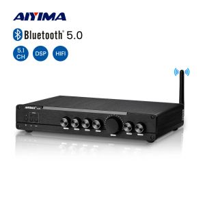 Amplifikatör AIYIMA Audio A09 HIFI Subwoofer Amplifikatör 100W 5.1 Surround Sound COAX Opt Ev Tiyatrosu Amp Bluetooth 5.0 Aptx HD DSP Kod Çözme