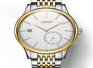 Aesop Ultra Thin 8 5mm Classic Simple Watch Men Sliver Golden Minimalist männlicher Uhr Vollstahlstunden Relogio Maskulino251l6895447