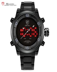 Gulper Shark Sport Watch Большой циферблат Black Outdoor Men Led Цифровые наручные часы водонепроницаемые календарь тревоги Watchs SH364 Y11494323