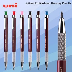 Kalemler Uni Mekanik Kalem 2.0mm MH500 Metal Kalem Tutma Altıgen Çubuk Kalın Kafa Çizim Boyama Özel Kırtasiye