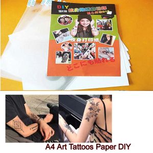 Бумага 10sets A4 Art Tattoos Paper Diy Водонепроницаемая временная татуировка кожи бумаги с струйной лазерной печати для мужчин детей