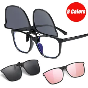 Солнцезащитные очки модные поляризованные ретро-ретро-квадратные сжима с клип-зажимами.
