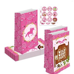 Подарочная упаковка 30 шт. Розовая ковбойская бумага для конфеты с наклеек мешков для детской гонка тема дня рождения
