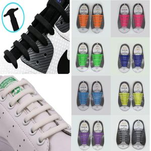 Cabides 16 pcs Silicone elástico Shoes Creative Lazy No Tie Shoelace Lacing Kids Adult Sneakers Shoe Quick Lace 2024
