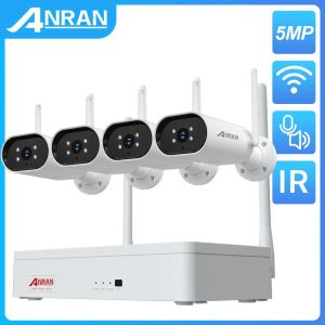 DILDOS ANRAN H.265 5MP Security System System Kit 2,4 ГГц камеры наблюдения Wi -Fi 8CH NVR Двухсторонний аудио -видео -инфракрасный набор ночного видения
