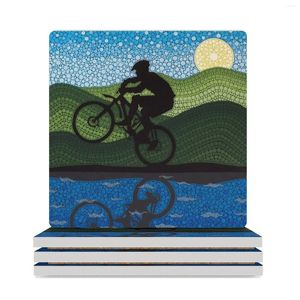 Masa Paspasları Silhouette Serisi Biker Seramik bardak altlıkları (Kare) Çiçek için Set Seti