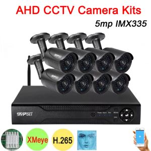 Sistem Yüz Algılama 5MP IMX335 4CH 8CH 8 Kanal H.265+ Su Geçirmez Gri Metal Kızılötesi Güvenlik WiFi AHD CCTV Kamera Kitleri Sistemi
