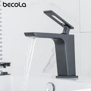 Смесители раковины для ванной комнаты Becola Полый дизайн бассейн латунный черный/маточный краны вода Творческая палуба Монтированная мешалка для ванны для ванны