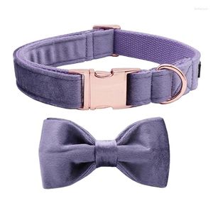 Собачьи воротники уникальный стиль лапы фиолетовый бархатный мягкий воротник с галстуком -бабочкой и подарком для собак кошки