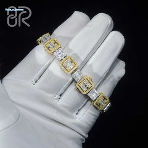 8mm 8 VVS Moissanite Elmas Tenis Bilezik Güçlü Bling Altın Kaplama Bağlantı Zinciri 925 Gümüş Süslü Takı