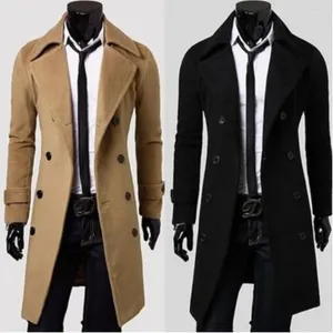 Erkekler Kış moda yünü karışımları ceket iş rahat trençkot erkek rüzgar kırıcı palto hombre punk toz dış giyim