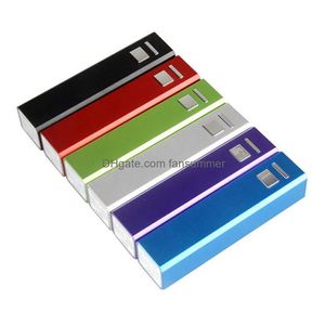 Power Power Power Banks Portable Bank 2600MAH Алюминиевый сплав Mini Mobile Powers Зарядка батареи с помощью розничного пакета настраиваемое логотип Dr Dhnid