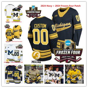 Tyler Duke 2024 Dondurulmuş dört Michigan Hokey Forması Josh Eernisse Nick Moldenhauer Garrett Schifsky Jacob Barczewski Özel Dikişli Michigan Wolverines Formaları