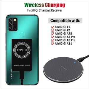 Şarj Cihazları UMIDIGI A11 A11 Pro MAX A13S A13 Pro Global Telefon Kablosuz Şarj Cihazı+USB TypeC Charger Adaptörü için Kablosuz Şarj Alıcısı