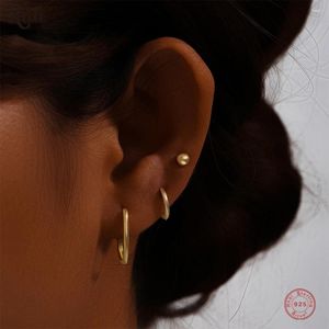 Brincos de garanhão assessor 925 prata esterlina 3pcs Conjunto de 16 mm Big Circle Circle 18k Brincho de piercing de ouro para mulheres jóias finas simples de alta qualidade