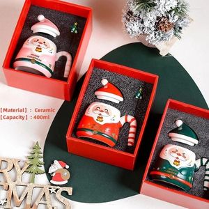 Крупки творческий милый рождественский керамический кружка Санта -Клаус мультфильм кофейная чашка пара домашние принадлежности Сюрпризы День рождения подарки сувенир