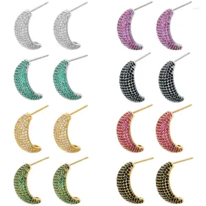 Brincos de garanhão zhukou minimalista de banana em forma de zircônia cúbica incrustada jóias femininas multicoloridas atacado: VE1307