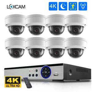 Sistema H.265 8CH 8MP Câmera de segurança Sistema 4K POE NVR 5MP Câmera de IP de IP externa IP66 Videalproof Video Videoveillance Camera Kit