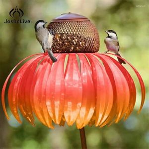 Diğer Kuş Malzemeleri Besleyici Şişesi Stand Metal Çiçek Şeklinde Açık Bahçe Dekorasyon ConeFlower Konteyner Aksesuarları