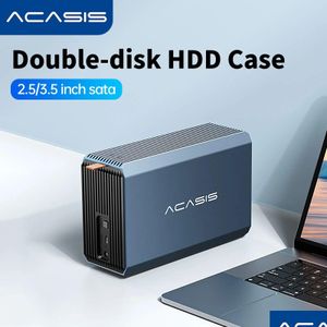 HDD Muhafazalar ACASIS Vaka 2.5/3,5 inç Çift Körfez Harici Sabit Sürücü Muhafaza HD Dizisi SATA RAID FONKSİYONU İLE USB DISK DUSLUV OTWR4