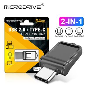Yazıcılar 2 In1 Mini OTG Tip C Pen Drive USB2.0 Bellek Çubuğu 16GB 32GB 8GB USB Flash Kart 128GB 256GB 512GB TYPEC Pendrive Ücretsiz Kargo