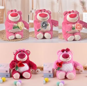 Großhandel Blumenstrauß Rotrosa Teddybär Plüschspielzeug Valentinstag Geschenk Schlafzimmer Dekoration