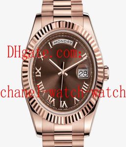 4 Stil Top Celled 41mm MEN039S Daydate II Başkan İzle 18 Gül Altın 218235 218206 Roman Dial Mens Otomatik Mekanik Wat9243114