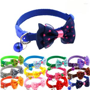 Dog Apparel 5pcs Pet Bow воротники в горошек Dot Bell Cat Products Tie Grooming Supplies Accessories