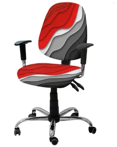 Sandalye Kırmızı Siyah Gradyan Modern Geometrik Özet Elastik Koltuk Kapağı Çıkarılabilir Ofis Slipcover Split Seat