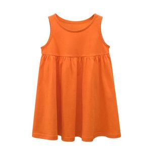 Yaz Kızlar Elbise Ucuz Soild Renk Saf Pamuklu Bebek Giyim