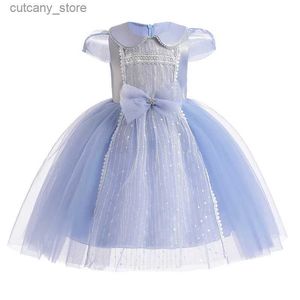 Kız Elbiseleri Kız Seroni Elbise Yeni Çocuklar İçin Yaz 2024 Resmi Durum Bebek Kızlar Tek Parça Prenses Giyinlik Çocuk Doğum Günü Partisi Elbiseler L240402