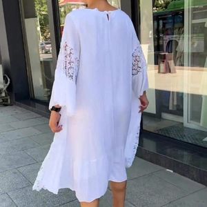 Sıradan Elbiseler Dantel Dikiş Midi Elbise Zarif Dikiş Kadınlar için Parti Giyim Gevşek 3/4 Kollu Şık Bayanlar