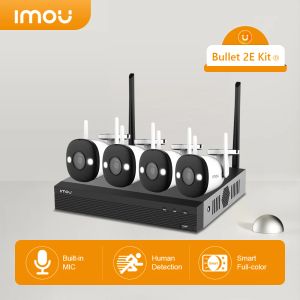 Sistem IMOU Güvenlik Kamera Sistemi H.265 Codec NVR Açık Video Gözetleme Kiti IP67 Su Geçirmez Yerel Mikrofon WiFi IP CCTV Kamera Seti