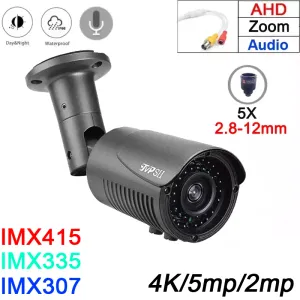 Kameralar 8MP, 5MP, 2MP Gri Metal Dış Mekan 42pcs Kızılötesi LED'ler 2.8mm12mm 5x Varifokal Zoom Lens Audio Sony CMOS AHD Güvenlik CCTV Kamera