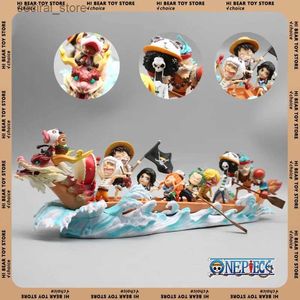 Action oyuncak figürleri tek parça anime figürü str şapka figürleri ejderha tekne yarış serisi luffy modeli luffy ve friends koleksiyon masası dekorasyon hediyeleri l240402