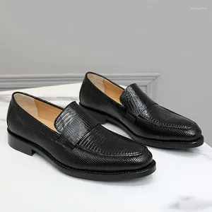 Повседневная обувь Sipriks Lizard Skin для мужчин Элегантная черная скольжение на ручной goodyear сварки