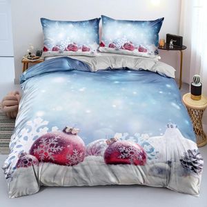 Наборы постельных принадлежностей 3D одеяла и наволочки (ы) Рождественские одеяло наборы с 3 частями постели для кровати короля
