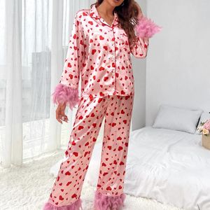 Ev Giyim Hirigin Kadınlar Noel Pijama Setleri Flannel Uzun Kollu Çentik Yaka Gömlek ve Pantolon 2 Parçası PJS Ekose Sweetwear Loungewear