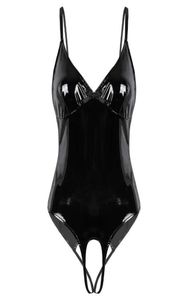 Kadın iç çamaşırı vücut stoklama kadın açık kasık ıslak kostümler patent deri kayışları kasıksız sissy kulüp bodysuit2283584