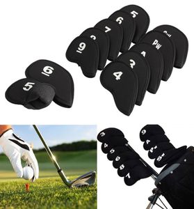 10pcs Golf Club Head, Demir Putter Koruyucu Kafa Kapağı Head Covers Set Neopren Siyah Spor Golf Aksesuar 3216578