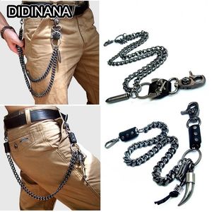 Frauen Männer Punk Rock Metallhose Taillenkette Schlüssel Kugeln Ochsen Horn Brieftasche Schlüsselbund Jeans Unisex HipHop Dekoratives Geschenk 240401