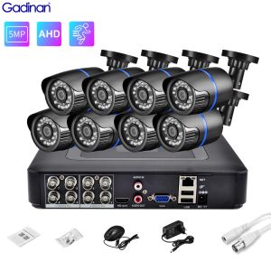 Sistem Gadinan AHD CCTV Kamera Güvenlik Sistemi Kiti 8/4CH DVR Kaydedici 2/4/6/8 PCS Seçenekleri Açık 5mp 1080p mermi video gözetim