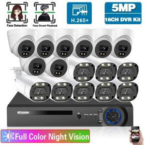 System H.265 5MP CCTV -Videoüberwachung AHD -Kamera -System Kit 16Ch DVR Kit Ourdoor Color Night Vision Security Camera System Set 8Ch