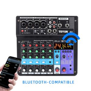 Адаптер Новый 48V Fantasy Power Mixer Professional 6channel USB Digital Sound Card DJ Audio Mixer для Teyun