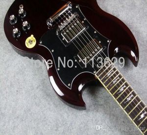 Üst özel Thundersstruck AC DC Angus Young Signature SG Yaşlı Kiraz Şarabı Kırmızı Maun Vücut Elektro Gitar Yıldırım Cıvatası INL1282264